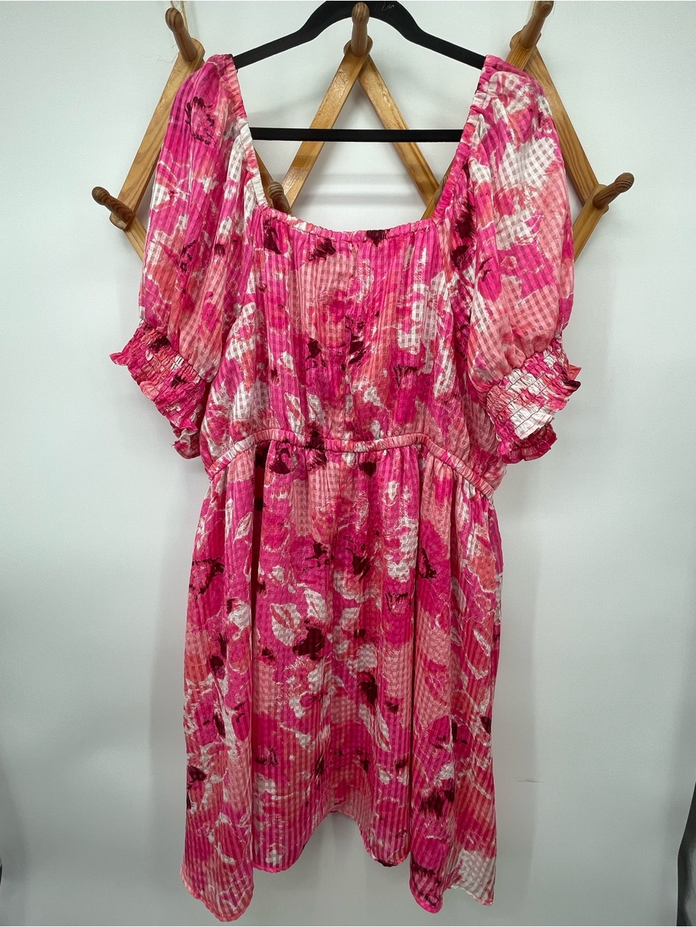 Lane Bryant Pink Floral Gingham Dress with Pockets! - Picture 8 of 11